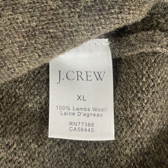 J Crew Mens Army Green 1/4 Zip Pullover 100% Lambs Wool Sweater Mock Neck Sz XL - Picture 5 of 6